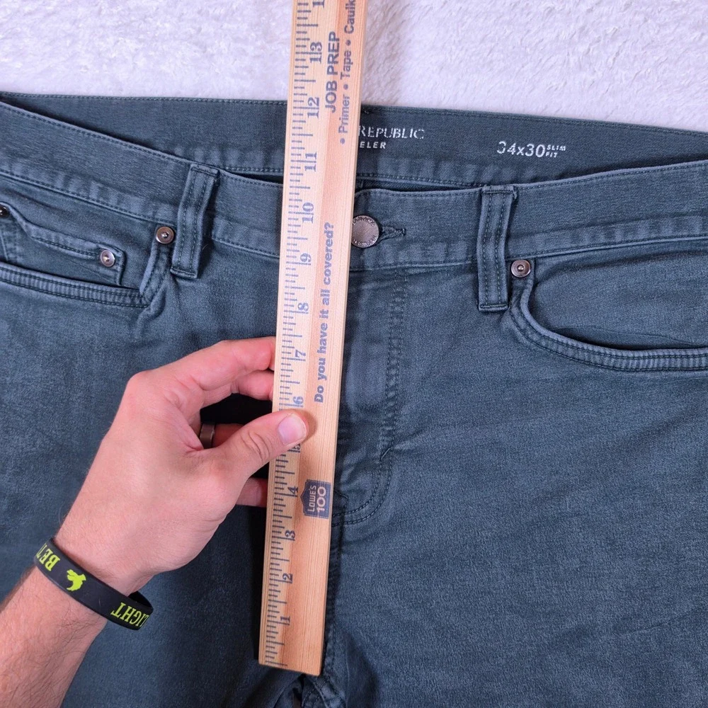 Banana Republic Slim Traveler Mens 34x30 Pants Emerald City Green Stretch Slim